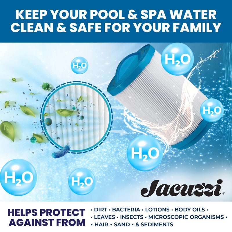 Jacuzzi فيلتر سبا قابل للغسل من جاكوزي بروكلاريتي 40 قدم مربع، خرطوشة مطوية بديلة 6473-157J، تناسب أحواض الاستحمام الساخنة من سلسلة J-400 و J-500، ترشيح مزدوج المرحلة لمياه صافية، تركيب وصيانة سهلة - Image 4